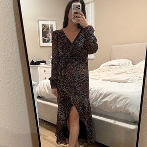 Express Black and Brown Long Sleeve Dress